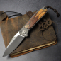 Preview: 25/081 iMamba Folder Knife Arno Bernard Knives | Fuller | Burl Maple | Titanium Handle RWL-34 | Washer German Edition