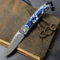 Preview: 25/035 - Arno Bernard Knives - Slipjoint Titanium Pocketknife RWL34 with scales Kudu bone blue