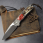 Preview: 25/077 German Edition Fuller iMamba brown/orange Arno Bernard Knives Kudu Bone + Titanium RWL-34 - Framelock