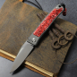 Preview: 25-029 Rinkhals - Arno Bernard Knives - Titanium Pocketknife RWL34 with scales Kudu bone red