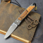 Preview: 25-043 Rinkhals Spalted Maple - Arno Bernard Knives - Fuller Slipjoint Titanium pocket knife RWL34