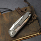 Preview: 25/081 iMamba Folder Knife Arno Bernard Knives | Fuller | Burl Maple | Titanium Handle RWL-34 | Washer German Edition