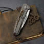 Preview: 25/080 German Edition Fuller Arno Bernard Knives iMamba Kudu Knochen braun + Titangriff RWL-34 - Framelock