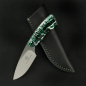 Preview: Arno Bernard Knives Gecko 3-Finger EDC Knife with kudu bones colored green and leather sheath