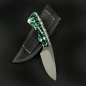 Preview: Arno Bernard Knives Gecko 3-Finger EDC Messer mit Kuduknochen grün gefärbt und Lederscheide