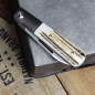 Preview: JE made Barlow Titanium M390 steel with staghorn slipjoint knife hand jigged bolster