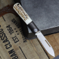 Preview: JE made Barlow Titanium M390 steel with staghorn slipjoint knife hand jigged bolster