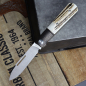 Preview: JE made Barlow Titanium M390 steel with staghorn slipjoint knife hand jigged bolster