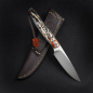 Preview: Bateleur - Arno Bernard Knives - EDC Messer N690 mit Kudu Knochengriff braun/orange und Lederscheide