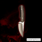 Preview: Steffen Bender Custom Neck Knife aus SB1 Stahl mit Lightning Strike Carbon und rotem Liner incl. Kydex