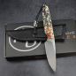 Preview: Bongo Arno Bernard Knives EDC Messer mit orange/schwarz gefärbten Kuduknochen