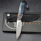 Preview: Sale - Bongo Arno Bernard Knives EDC knife with double colored kudu bones blue / red
