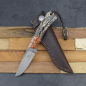 Preview: Badger high-quality bushcraft and hunting knife from Arno Bernard Knives - Kudu bone brown/orange