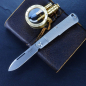 Preview: J.E. Made Knives Gunstock Stonewashed Klinge aus CPM-S35Vn Griff aus Titan checkered Slipjoint Messer