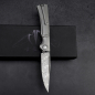 Preview: SK-X Slipjoint pocket knife - Damascus Raindrop full titanium - Hollow grind