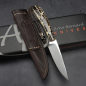 Preview: Fin & Feather von Arno Bernard Knives mit stabilisierten Griff aus Kuduknochen braun