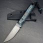 Preview: Forge Works - Gentleman - EDC Messer mit 3mm AEB-L Stahl und Griff aus FAT Carbon blau