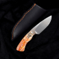 Preview: Gecko by Arno Bernard Knives with kudu bone 2-colored dyed EDC knife with leather sheath and matching seam