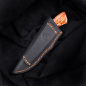 Preview: Gecko by Arno Bernard Knives with kudu bone 2-colored dyed EDC knife with leather sheath and matching seam