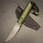 Preview: Forge Works - Gentleman - EDC knife with 3mm AEB-L steel and G10 handle in OD green Kratzer