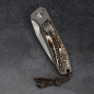 Preview: 24-186 German Edition Fuller Arno Bernard Knives iMamba Kudu bone brown + titanium handle RWL-34 - framelock