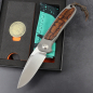 Preview: German Edition Fuller - iMamba Arno Bernard Knives Ironwood + titanium handle RWL-34 - Framelock knife