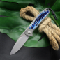 Preview: German Edition Fuller - Arno Bernard Knives iMamba Kudu bone blue + titanium handle RWL-34 - Framelock