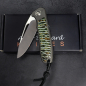 Preview: SALE - German Edition skeletonized - Arno Bernard Knives iMamba RWL-34 mammoth molar green titanium 24/177