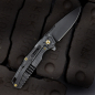 Preview: Folder Combustion 2018 - JE made Knives M390 Klinge Titangriff black Messer mit Geschichte