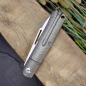 Preview: J.E. Made Knives Gunstock Stonewashed Klinge CPM-S35Vn Griff aus Titan per Hand gegrooved