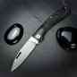 Preview: J.E. Made Knives | Phönix Handgraviert | S35VN Stahl | Titan Griff | Slipjoint Messer + Lederpouch