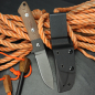 Preview: JE Made Knives Loveless-Style Hunter Bushcraft Messer mit tapered Tang und G10-Carbon Griff 12C27 Stahl