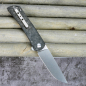 Preview: Kansept Knives Weasel Slipjoint Droppoint Flipper Taschenmesser mit geschreddertem Carbon Fiber 154CM