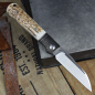 Preview: SALE - JE Made Knives Lambfoot with real stag horn M390 steel slipjoint pocket knife