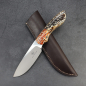 Preview: LION - Jagdmesser mit 2-farbigen Griff aus Kuduknochen orange/braun von Arno Bernard Knives