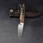 Preview: Marmoset Arno Bernard Knives hunting knife made of N690 with handle 2 colored kudu bones orange brown