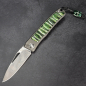 Preview: Rinkhals - Arno Bernard Knives - Damascus steel titanium skeletonized slipjoint pocket knife with mammoth molar tooth green