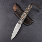 Preview: 23-190 Rinkhals - Arno Bernard Knives - Damascus steel titanium slipjoint pocket knife with mammoth molar tooth