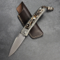 Preview: 24-068 Rinkhals - Arno Bernard Knives - Slipjoint Titan Taschenmesser RWL34 mit Kudu Knochen braun