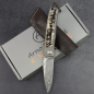 Preview: Rinkhals Arno Bernard Knives - Slipjoint Titan Taschenmesser Damaststeel mit Kudu Knochen braun 23-235