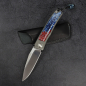 Preview: Rinkhals - Arno Bernard Knives - Titan Taschenmesser RWL34 mit Beschalung Kudu Knochen blau/rot 24/160