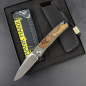 Preview: Rare - Arno Bernard Knives Rinkhals | Fuller | Burl horn | Titanium pocket knife RWL34 Half stop 24/190