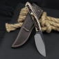 Preview: Sable hunting knife / skinner from South Africa Arno Bernard with kudu bone and leather sheath