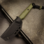 Preview: SK07-EDC: Handcrafted knife in SB1 steel and screwed handle in G10 OD-green incl. Kydex