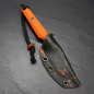 Preview: SALE - SK07 EDC knife black SB1 blade with G10 handle in bright orange and MDK Kydex - Kopie