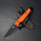 Preview: SALE - SK07 EDC knife black SB1 blade with G10 handle in bright orange and MDK Kydex - Kopie