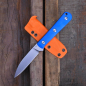 Preview: Swayback Fixed - JE. Made Knives G10 blue 12C27 steel stonewashed EDC knife