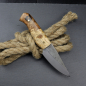 Preview: Voss Knives - Custom Messer EDC - stab. Ahorn natur mit Mosaikpins - 80CrV2 Stahl - ohne Lederscheide