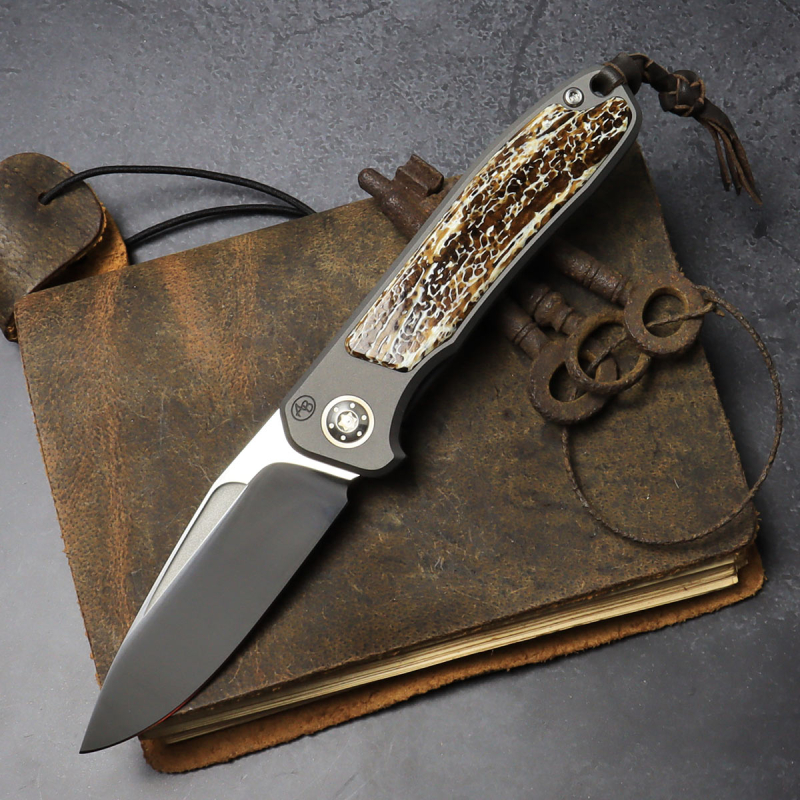 25/080 German Edition Fuller Arno Bernard Knives iMamba Kudu Knochen braun + Titangriff RWL-34 - Framelock