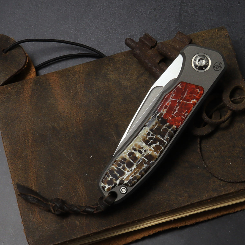 25/077 German Edition Fuller iMamba brown/orange Arno Bernard Knives Kudu Bone + Titanium RWL-34 - Framelock